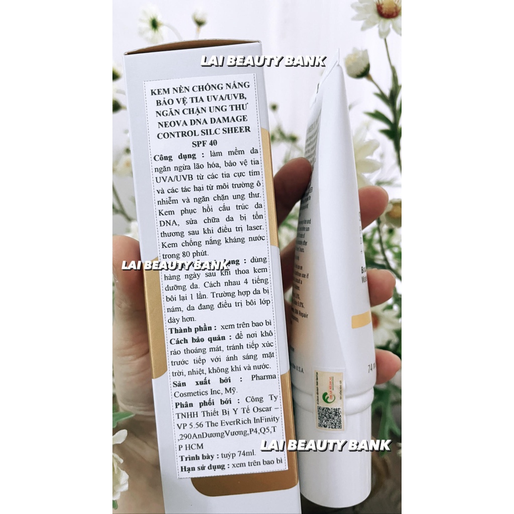 [15ml/74ml] Kem chống nắng vật lý lai hóa học NEOVA DNA Damage Control Active Silc Sheer 2.0 SPF 40