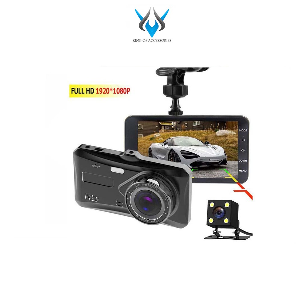 Camera hành trình ô tô trước sau Dual Lens model A12 hỗ trợ FullHD - tích hợp màn hình cỡ lớn (đen)