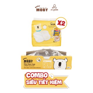 [COMBO SIÊU TIẾT KIỆM] 2 Bịch miếng thấm sữa Moby thoáng khí + 1 Hộp túi zip đa năng Moby