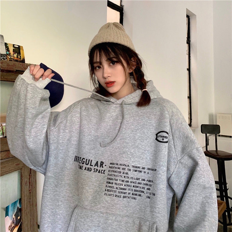 Áo Khoác Hoodie Len Lông Cừu Dày Dáng Rộng In Chữ Thời Trang Mùa Đông 2022 Mới