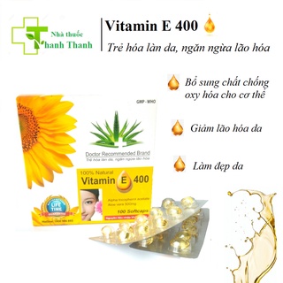Viên uống vitamin E 400 làm đẹp da - Trẻ hoá làn da ngăn ngừa lão hoá hộp 100 viên