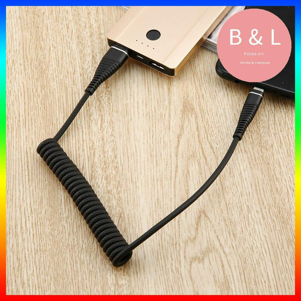 Dây cáp sạc đồng bộ dữ liệu USB Type C kiểu lò xo tiện lợi