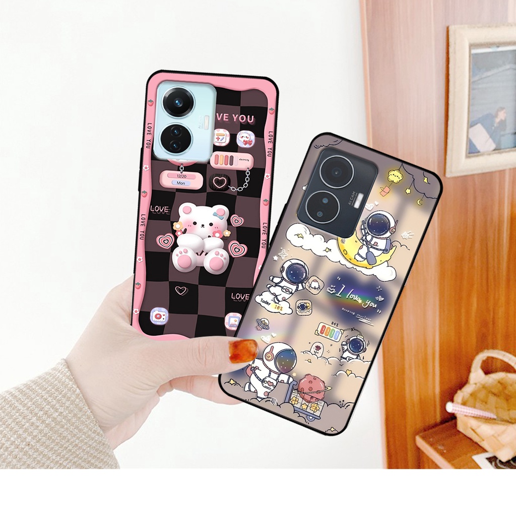 Ốp lưng Vivo Y55 2022 hình gấu, vũ trụ ngân hà chibi. ốp chống sốc bền đẹp