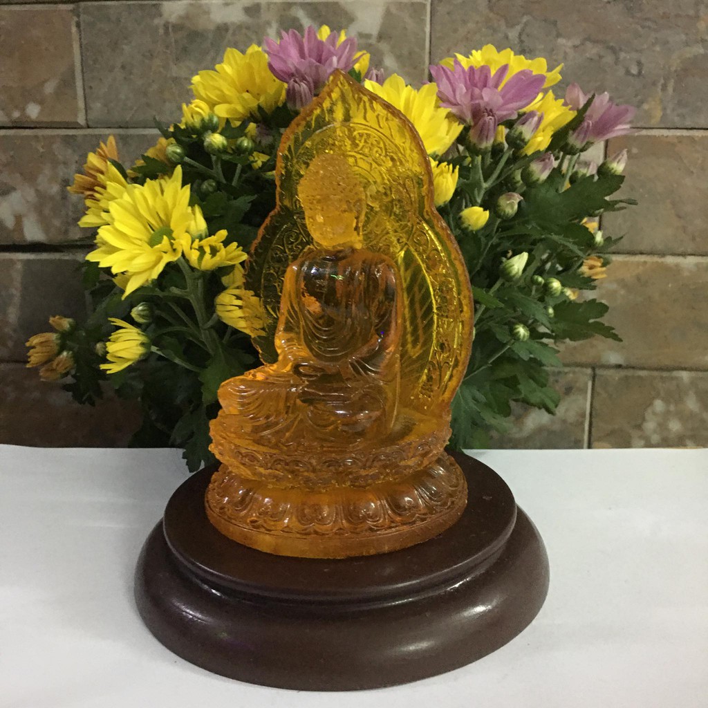 Tượng phật A Di Đà đế có đèn cao 17.5 cm mang bình an cho mọi người -