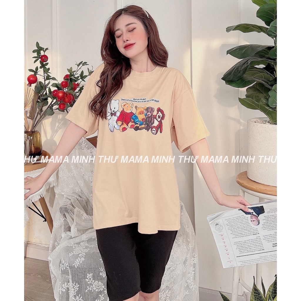 Bộ bầu mặc nhà - chất liệu cotton - kiểu mới thời trang ( bộ lửng ép 5 Gấu Nhỏ )