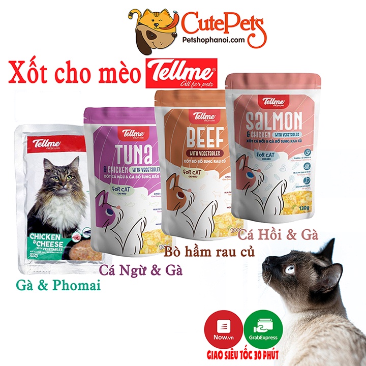 Pate cho mèo,Thức ăn ướt Xốt tellme 130g dành cho mèo - phukienth thumbnail