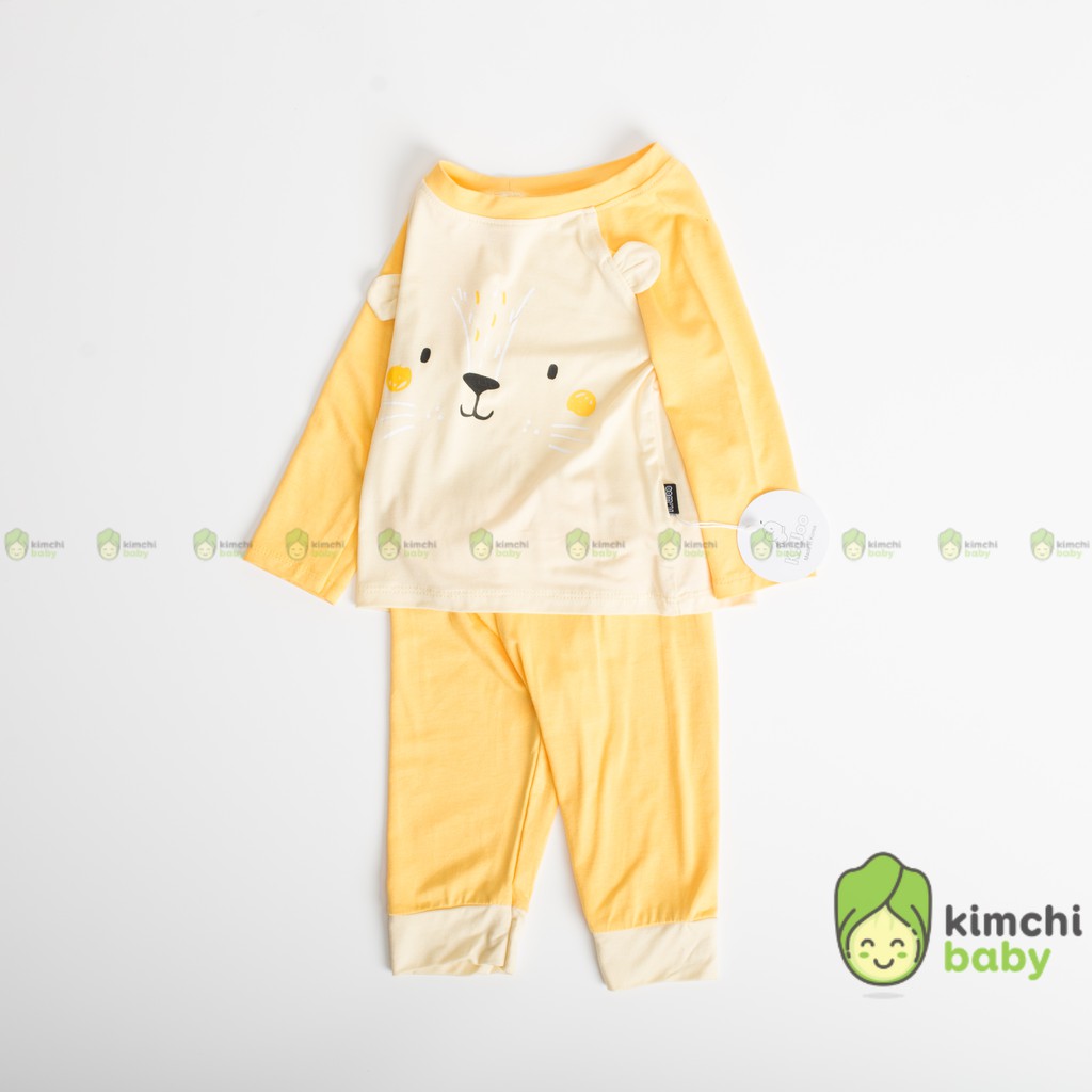 Đồ Bộ Dài Tay Bé Gái, Bé Trai KIMCHIBABY Vải Thun Lạnh Tai Thú 3D Dễ Thương, Bộ Mặc Nhà Cho Bé KWTD2103