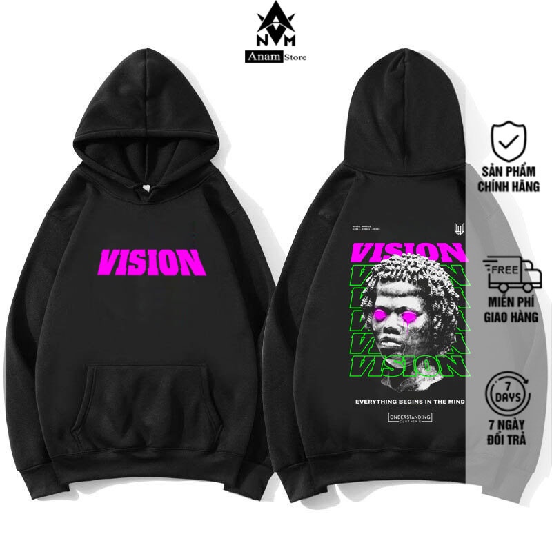 Áo Hoodie Nam Nữ VISION Form Rộng Unisex Vải Xịn