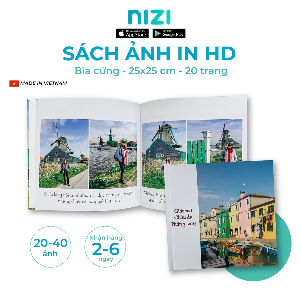 In sách ảnh theo yêu cầu bìa cứng 20 trang 25x 25cm - In HD trên app NIZI