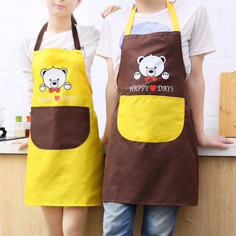Tạp Dề Làm Bếp Hình Gấu HAPPY DAYS Có Chất Liệu Vải Mềm Bền Đẹp Ngăn Chặn Dầu Mỡ Và Nước Dính Vào Quần Áo