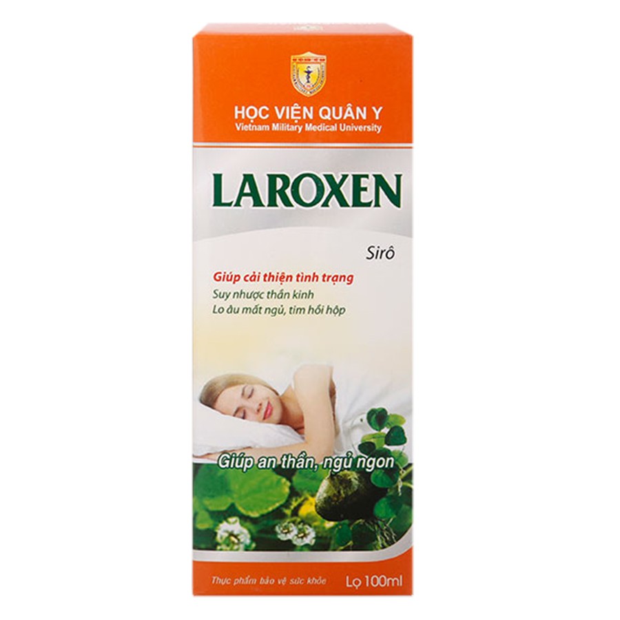 Siro thảo dược Laroxen Học Viện Quân Y 100ml giúp ngủ ngon và ngủ sâu giấc hơn