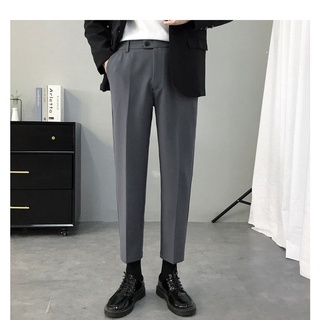 Quần âu nam vải lụa hàn co giãn, ống rộng không nhăn không xù loại tây âu Premium thời trang