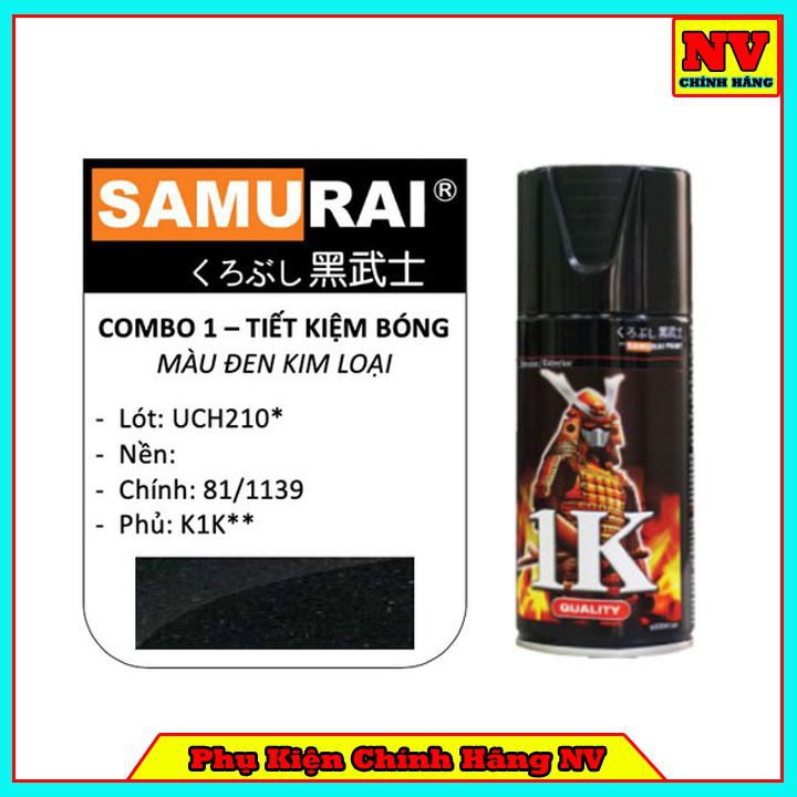 Sơn Samurai màu trong 1/128 chính hãng, sơn xịt phủ dàn áo xe máy chịu nhiệt, chống nứt nẻ, kháng xăng