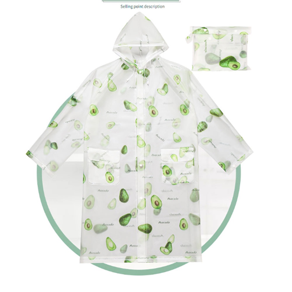 Áo Mưa EVA Dày Dặn In Họa Tiết Trái Bơ Dễ Thương Kèm Túi Đựng Tiện Dụng Cho Hoạt Động Ngoài Trời