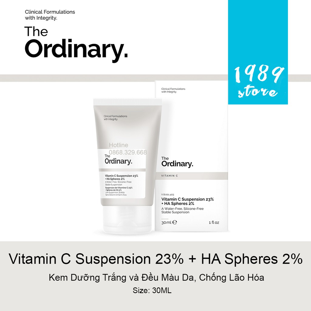 Vitamin C Suspension 23% + HA Spheres 2% The Ordinary - Kem Dưỡng Trắng, Đều Màu Da và Chống Lão Hóa