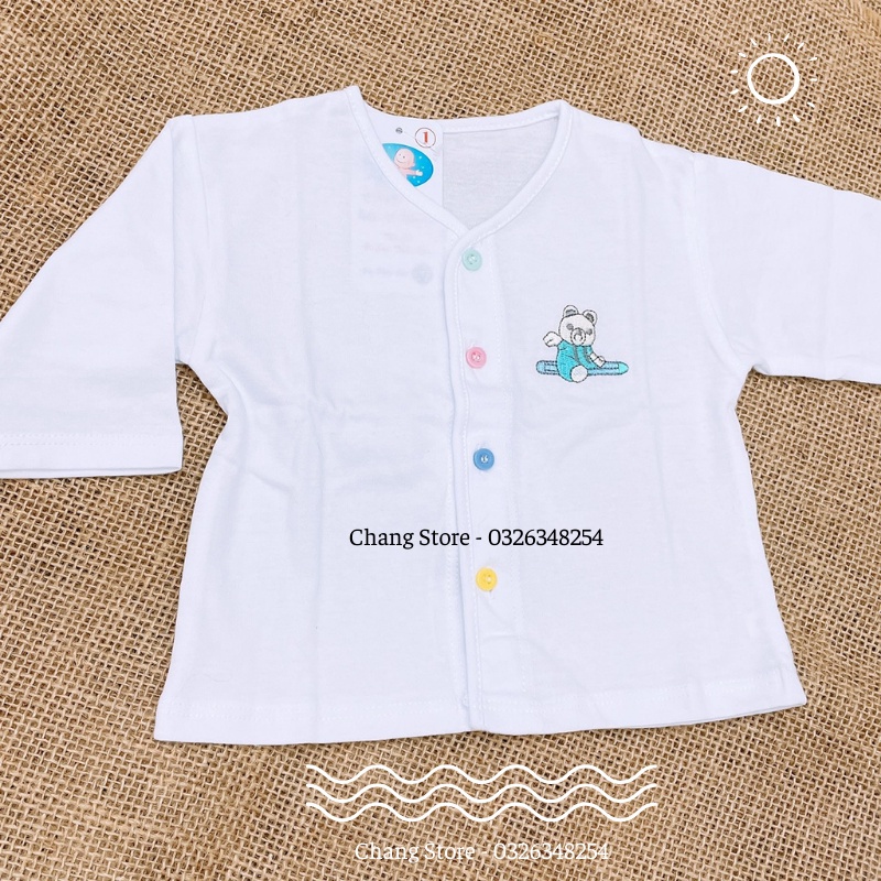 Áo Tay Dài, Tay Ngắn Cổ Tim Trắng AN AN Cho Bé 3-8KG