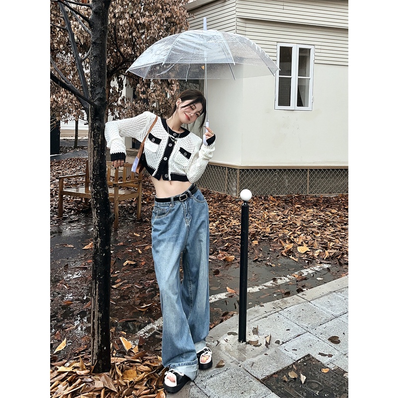 Áo cardigan dệt kim tay dài cổ tròn màu trơn thời trang Hàn Quốc cho nữ