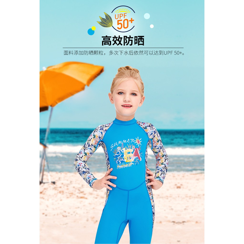 Áo bơi liền thân bé gái Dive & Sail Summer Sea  tay dài quần dài chống nắng chống UV | BigBuy360 - bigbuy360.vn