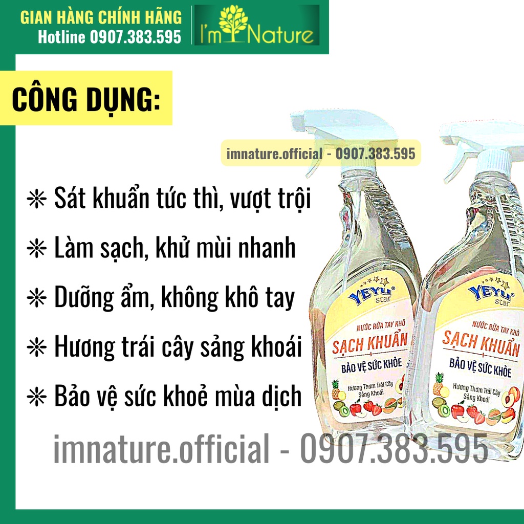 Nước Rửa Tay Khô 500ml Hương Trái Cây YeYu Star