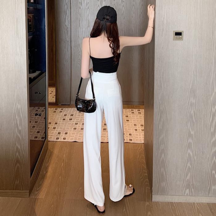 Quần ống rộng nữ khóa trước màu đen, trắng, hồng Quần ống suông nữ size từ s - xl