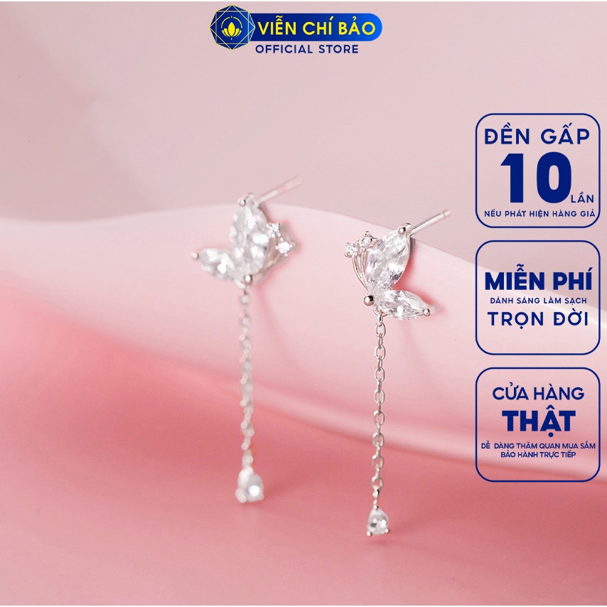 Bông tai bạc nữ cánh bướm chất liệu bạc 925 thời trang nữ phụ kiện trang sức nữ Viễn Chí Bảo B400279X