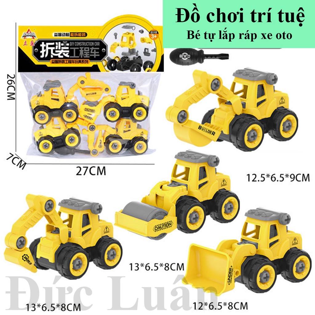 Set 4 xe ô tô đồ chơi Bé tự lắp ráp - Oto mô hình - Đồ chơi trí tuệ cho Bé
