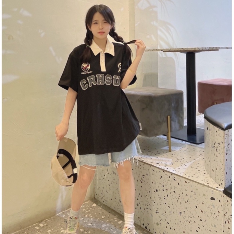 Áo Polo Basic 100% Cotton Đen Trắng, Mẫu Mới Dáng Rộng Ulzang 𝘽𝙮.𝘾𝙖𝙢𝙘𝙖𝙢