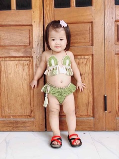 Sét bikini kiwi handmade cho bé