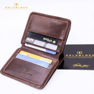 [Freeship Từ 99K] Bóp Ví Nam Đứng Da Bò Thật Dáng Nhỏ Mini GOLDBLACK Màu Nâu Đen Bảo Hành 12 Tháng.