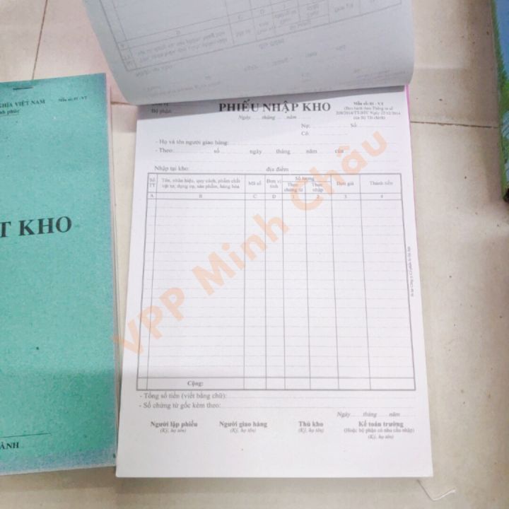 Phiếu Nhập Kho/Xuất Kho/Phiếu Thu/ Chi Khổ A5 1 Liên Bộ Công Thương Ban Hành