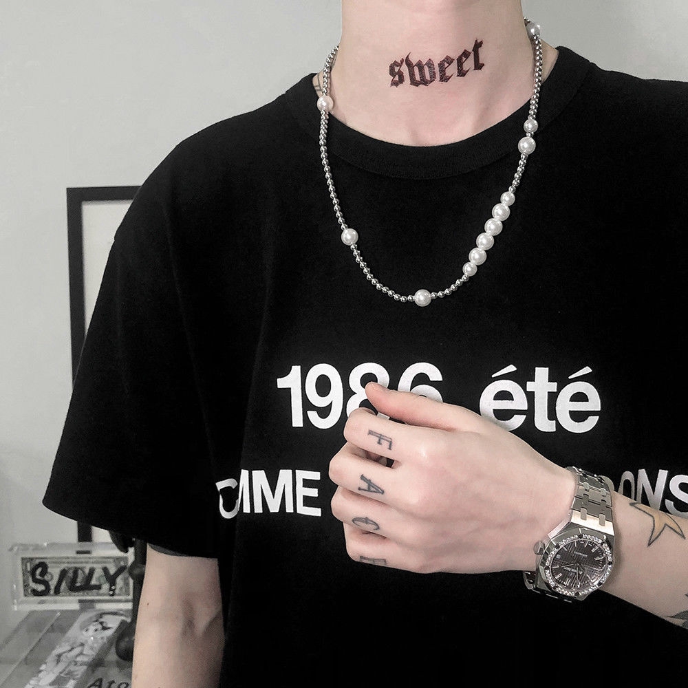 Dây Chuyền Kim Loại Đính Ngọc Trai Giả Thời Trang Unisex 22186