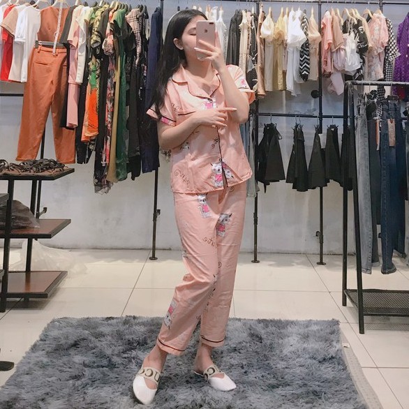 Đồ bộ mặc nhà quần dài áo cộc pijama kate thái đồ ngủ mát mẻ thoáng khí nhiều mẫu (127808)