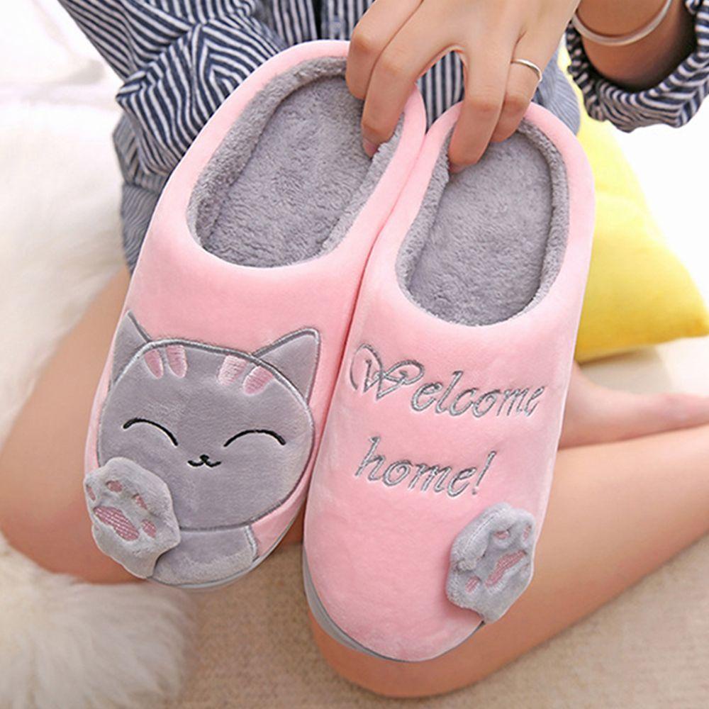 EUCA 1 Đôi Dép Đi Trong Nhà Chất Liệu Nhung Cotton Mềm Mại Giữ Ấm