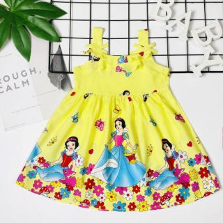 [Hàng thiết kế, vải tole loại 1] Đầm tole bé gái mát đẹp in công chúa Disney