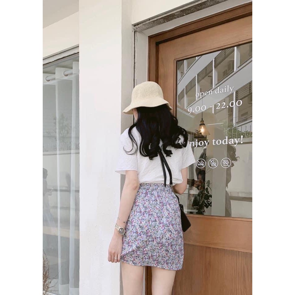 Sét Áo Nhăn Viền Mix Chân Váy Ngắn Hoa ❤️FREESHIP❤️ Set Đồ Bộ Chất Mềm Mịn - TT90075 | BigBuy360 - bigbuy360.vn