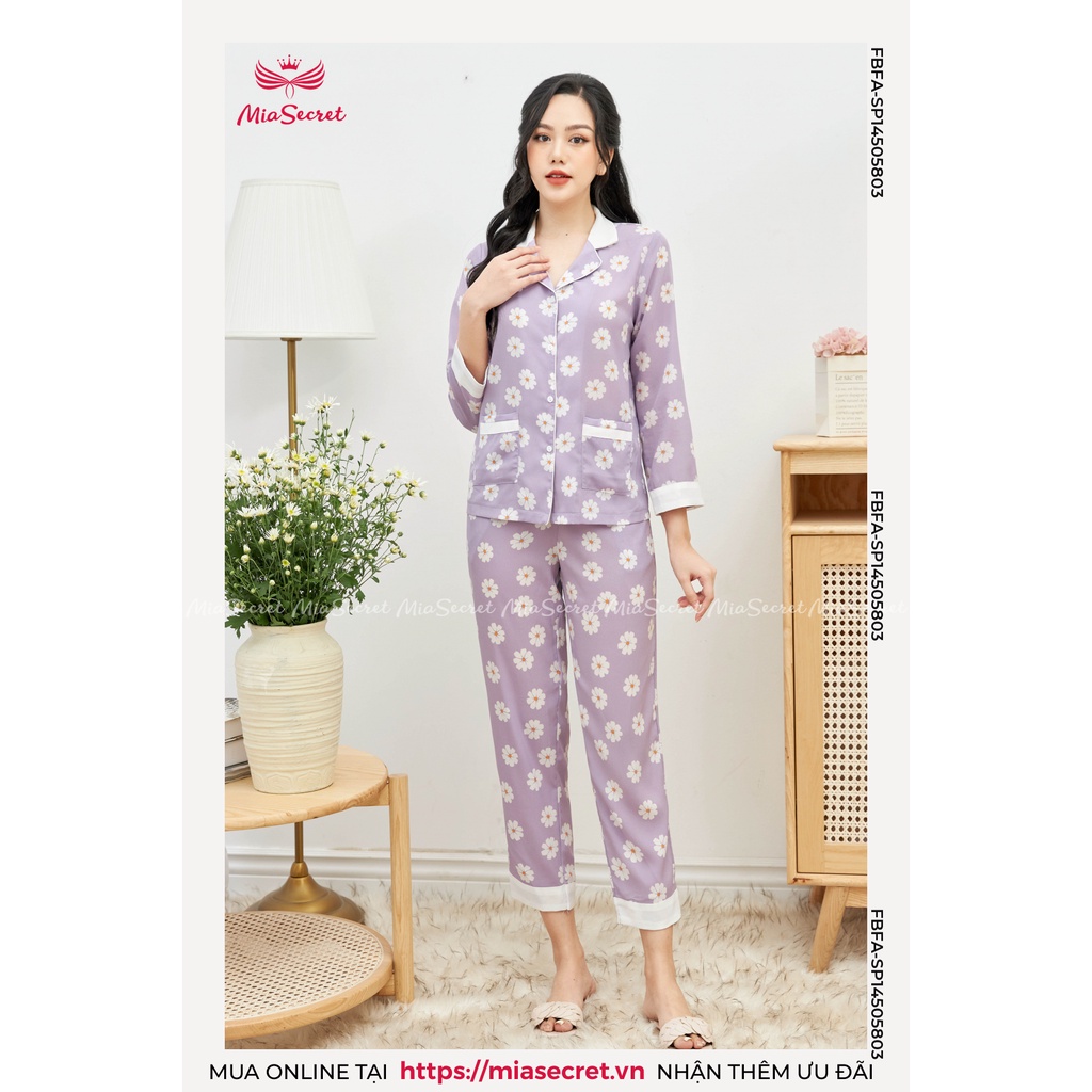 Bộ Đồ Ngủ Pijjama Mia Secret - Hoa Xuyến Chi Tím Mix Trắng Dài Tay - SP14505803 | BigBuy360 - bigbuy360.vn