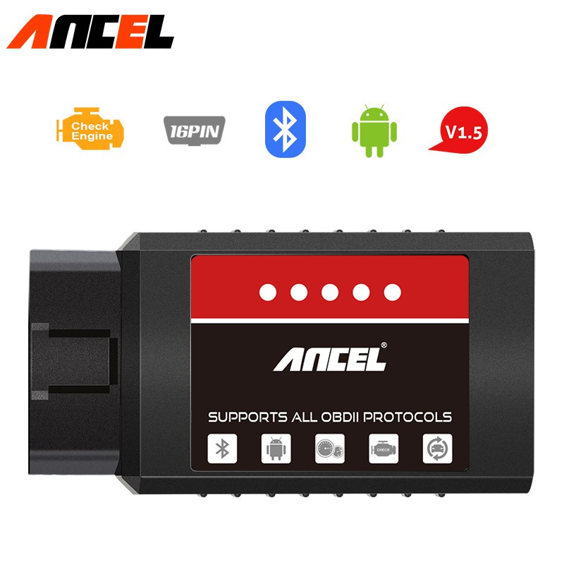 Thiết bị Scan phân tích nhiên liệu Ancel ELM327 V1.5 OBD2 Bluetooth hiển thị nhiệt độ nước và kiểm tra lỗi động cơ CR300 cho xe hơi 2020