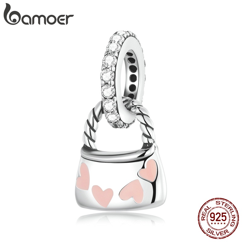 Mặt phụ kiện BAMOER SCC2153 925 bạc họa tiết trái tim thời trang