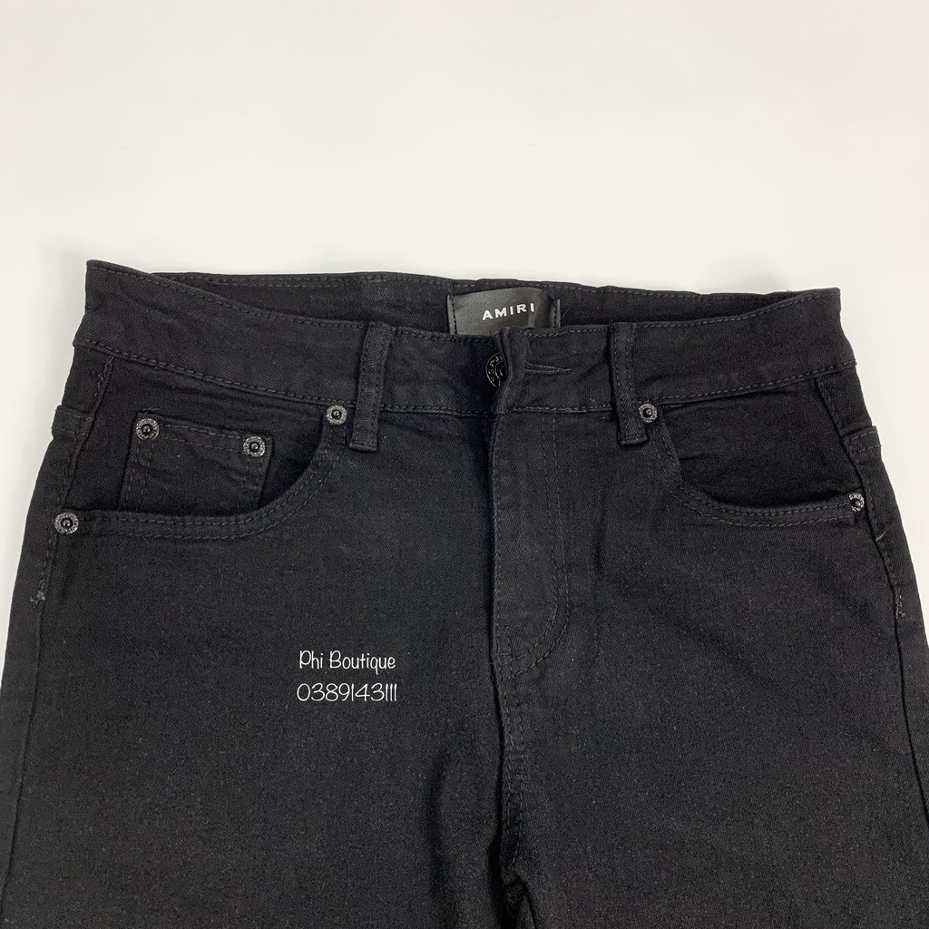 Quần Jean Zipper Đen Nam Rách Thủng Gối Phối Khoá Ống QJ132P