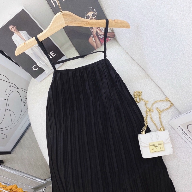 Đầm maxi đi biển 2 dây xếp ly