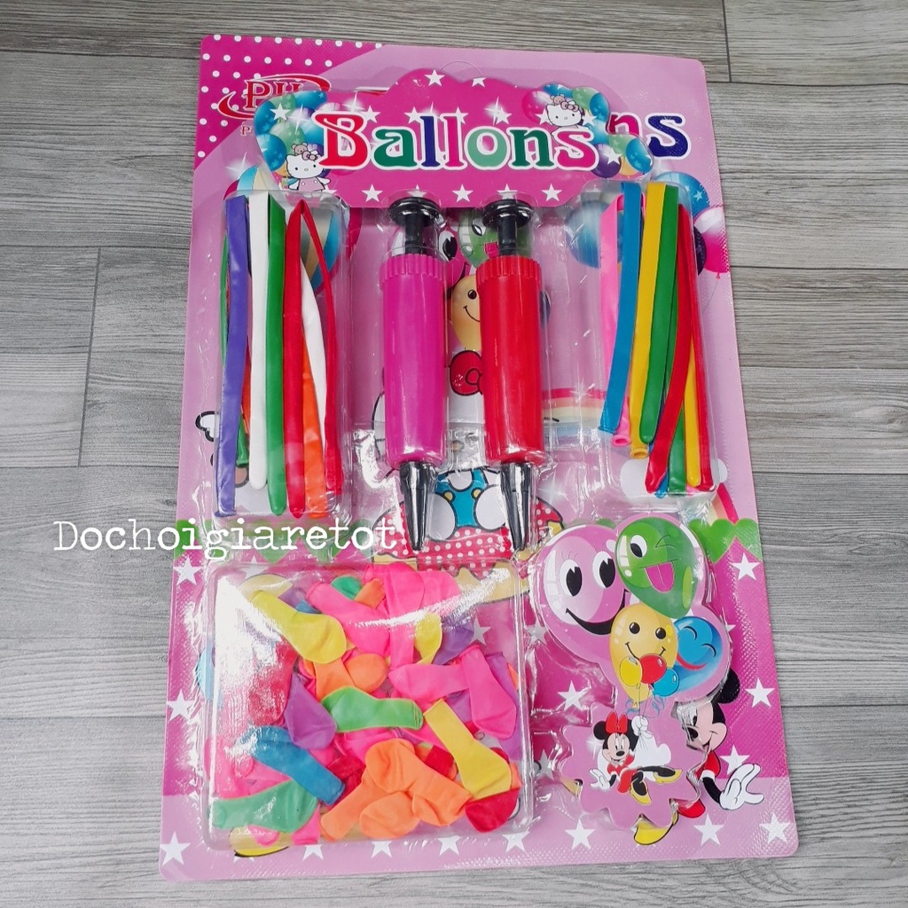 Vỉ Đồ Chơi Bong Bóng Balloon Dài Tạo Hình Nghệ Thuật Tặng Kèm Dụng Cụ Bơm Dành Cho Bé Con