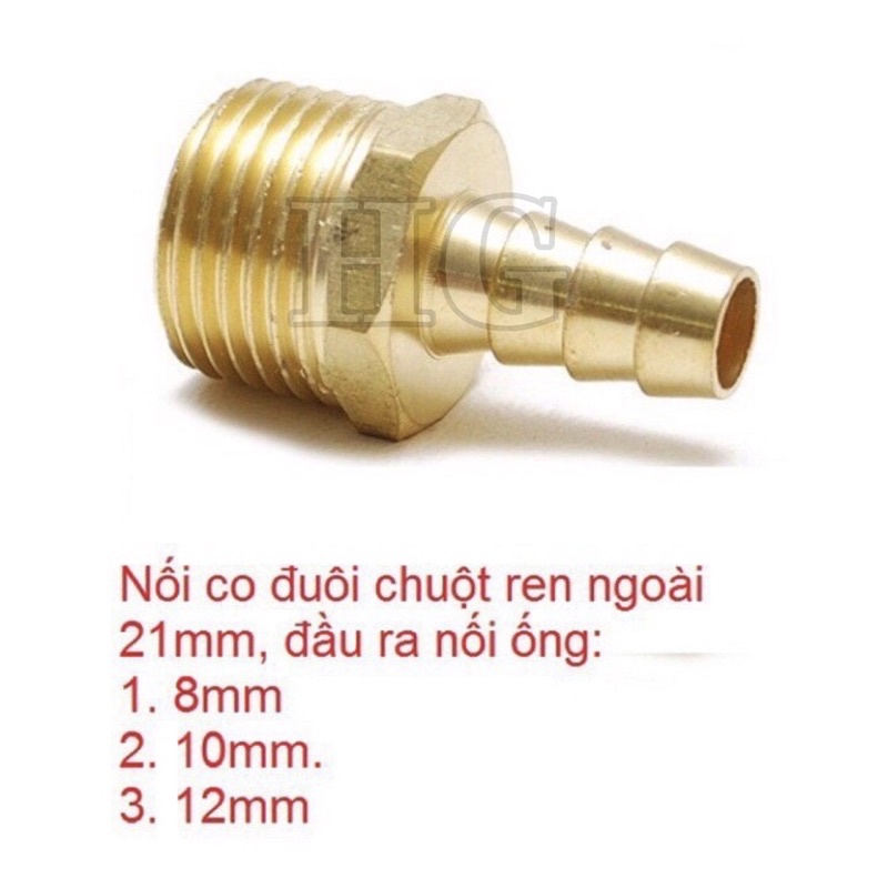 [GIÁ SỈ] Đầu nối đuôi chuột đồng thau búp RN nối ống mềm, ren ngoài 1/2 (21) đuôi chuột nối ống mềm đủ size