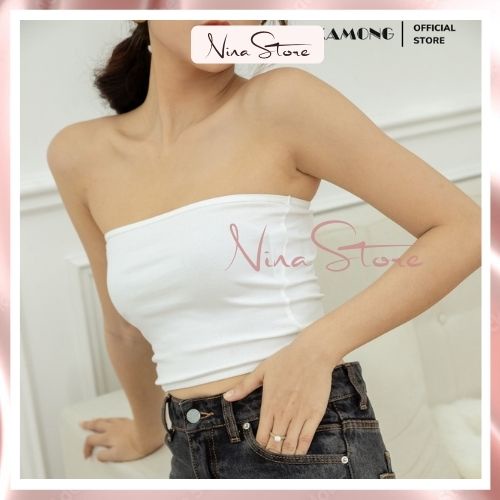 Áo quây nữ ngắn NinaStore áo ống không dây vải thun ôm body style Hàn Quốc co giãn tốt