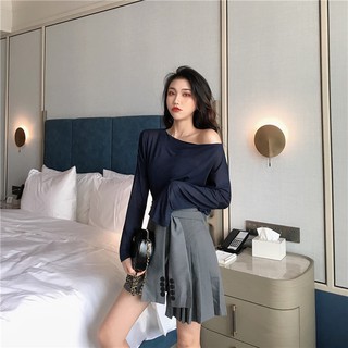 Áo tay dài lệch vai mỏng (hàng nhập)