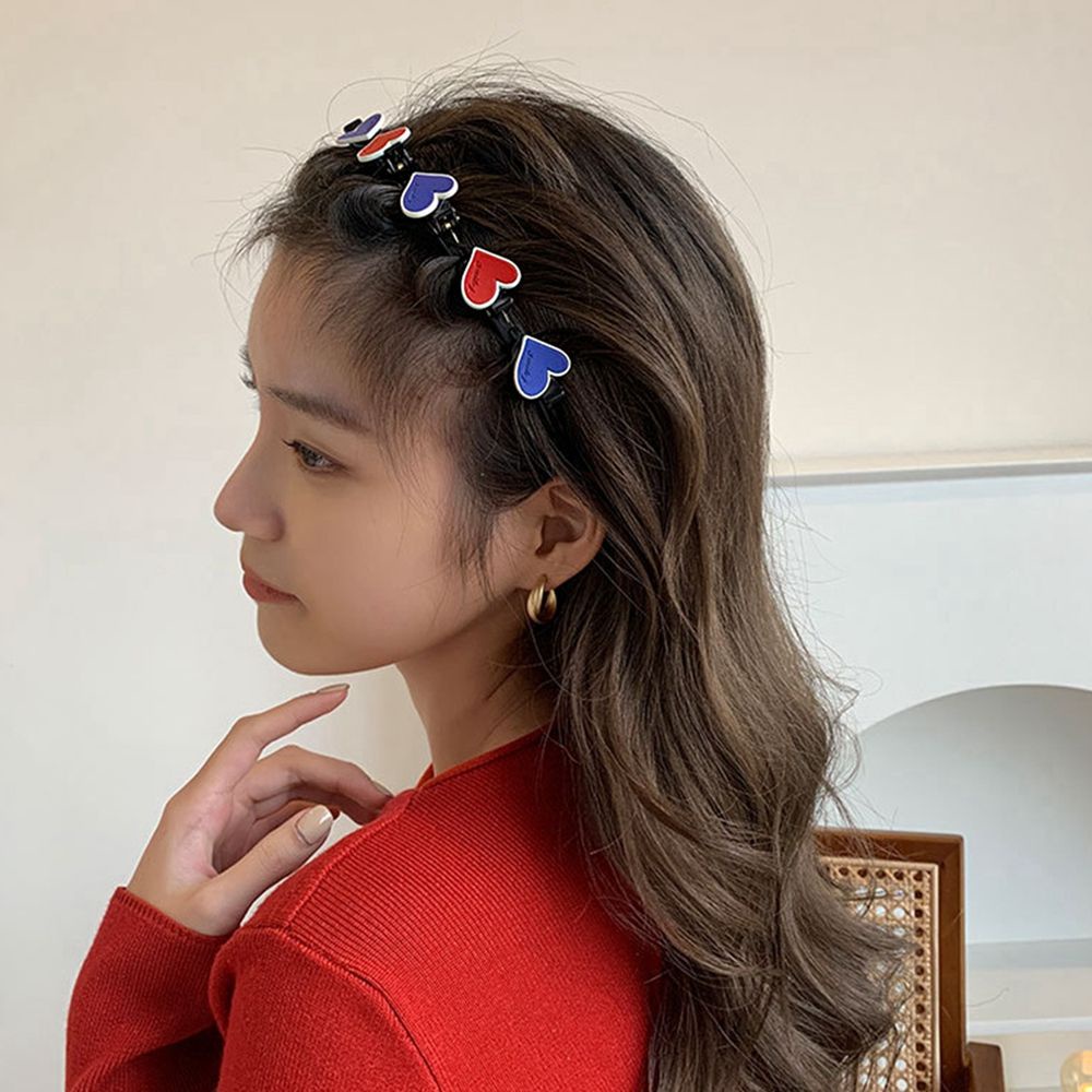 LILYES Sweet Women Hair Hoop Headwear Heart Headband Korean Hairbands Girl Hairclip For Girls Love Toothed Clip Bangs Hairpin Simple Braided Hair Clip
