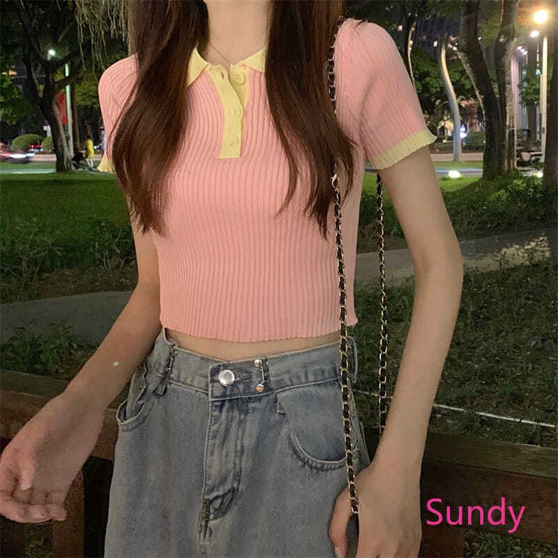 Áo Sơ Mi Kẻ Sọc Cổ Polo Thời Trang Mùa Hè Dành Cho Nữ