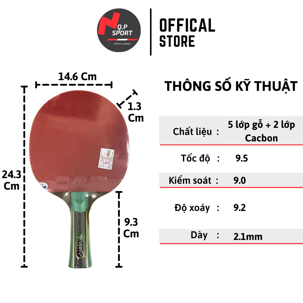 Vợt Bóng Bàn VERY 729 9 Sao Cao Cấp Tiêu Chuẩn Thi Đấu, Cốt Vợt Chắc Chắn_Đi Kèm Khăn + Bình Nước + Bóng (1 Chiếc)