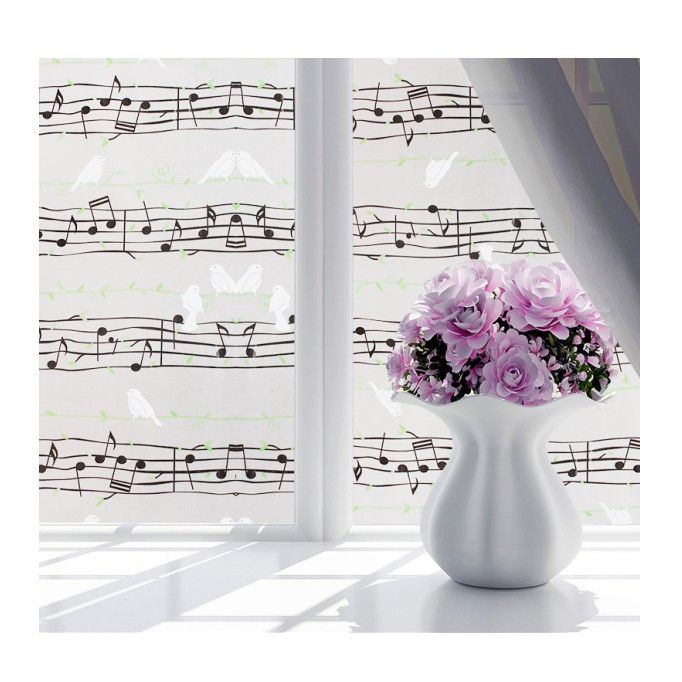 Decal giấy dán kính nốt nhạc khổ 45cm keo sẵn