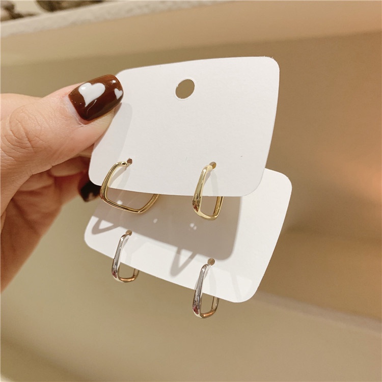 Hoa tai mạ bạc 925 dáng vuông đơn giản phong cách Hàn Quốc thời trang dành cho nữ