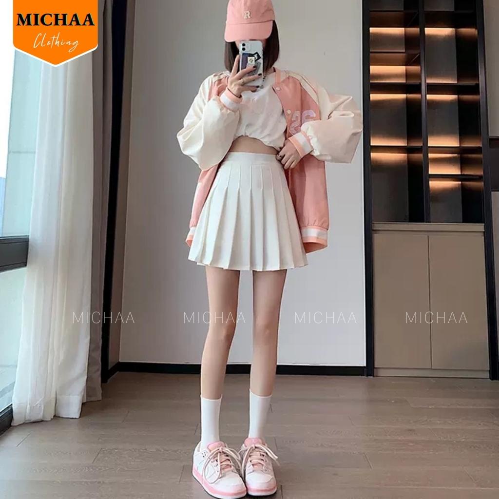 Chân Váy XẾP LY TENNIS Nữ Ngắn Dáng Xòe Lưng Cạp Cao Chữ A Có Lót Trong - MICHAA